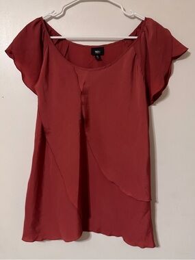 Mossimo Supply Co. Rust Red Flutter Sleeve Blouse